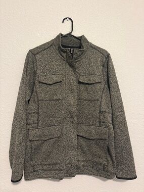 Eddie Bauer Heathered Gray Full-Zip Knit Jacket